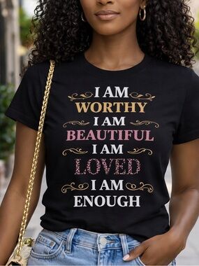 Statement T-Shirts - I Am Worth I Am Beautiful I Am Loved I Am Enough